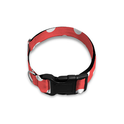 Pastel Red And White Polka Dot Print Dog Collar