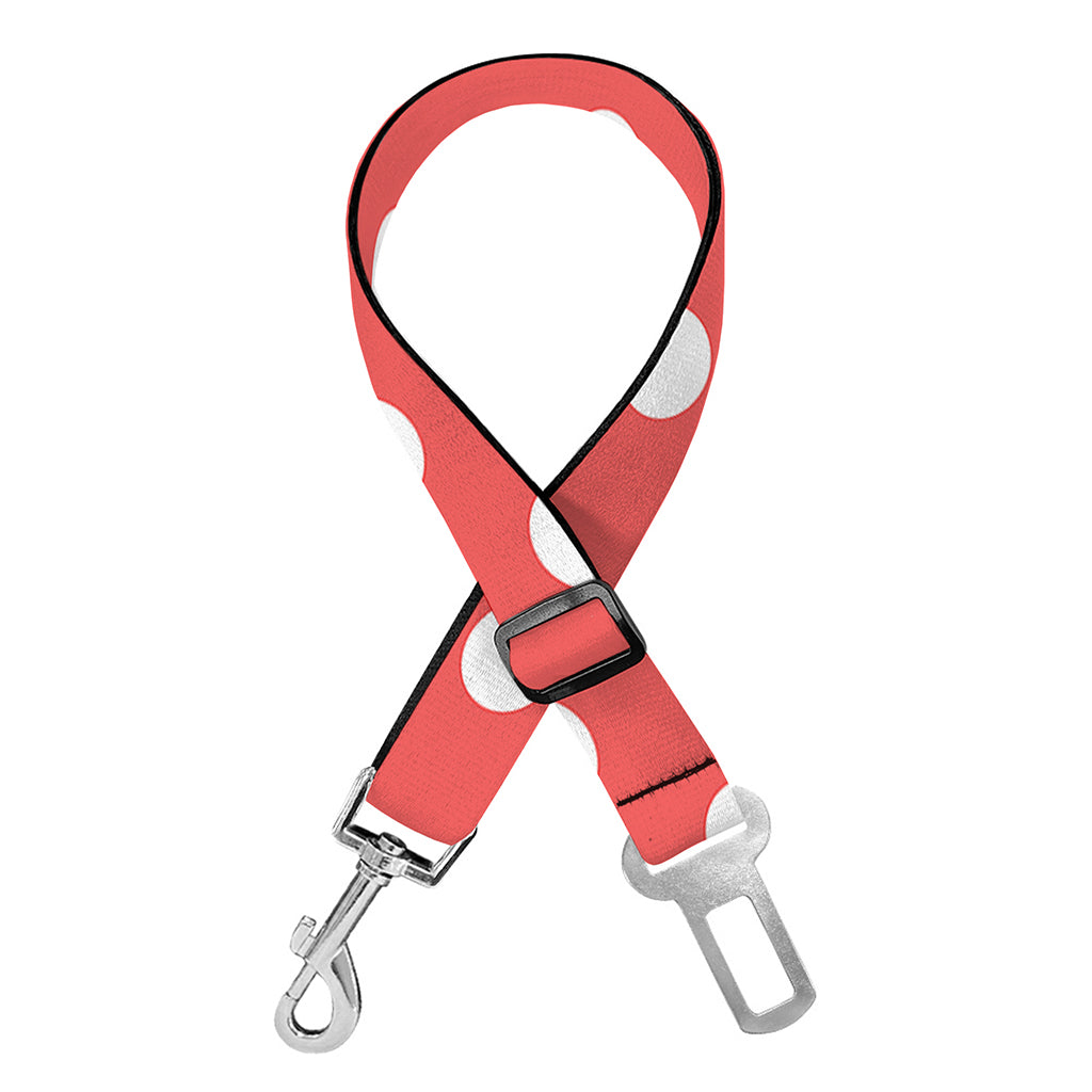 Pastel Red And White Polka Dot Print Dog Seat Belt