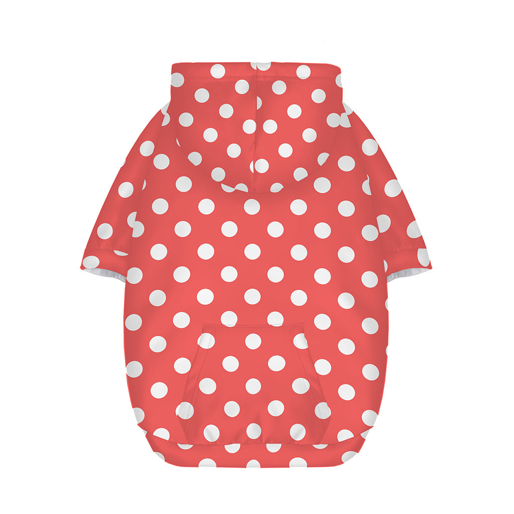 Pastel Red And White Polka Dot Print Dog Zip Up Hoodie