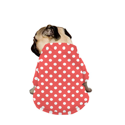 Pastel Red And White Polka Dot Print Dog Zip Up Jacket
