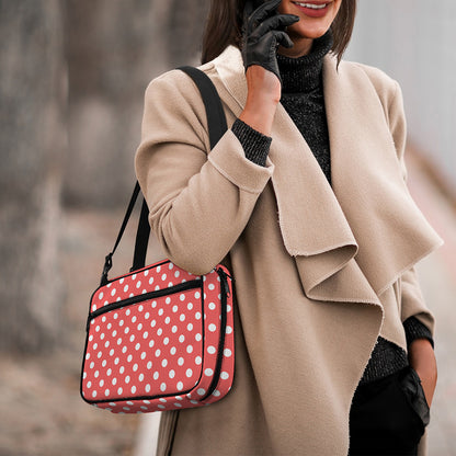 Pastel Red And White Polka Dot Print Double Strap Bible Bag