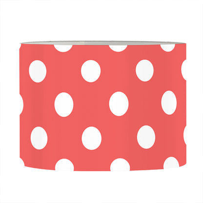 Pastel Red And White Polka Dot Print Drum Lamp Shade