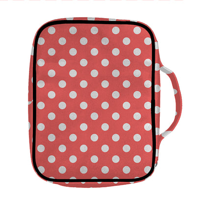 Pastel Red And White Polka Dot Print Front Pocket Bible Bag