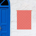 Pastel Red And White Polka Dot Print Garden Flag