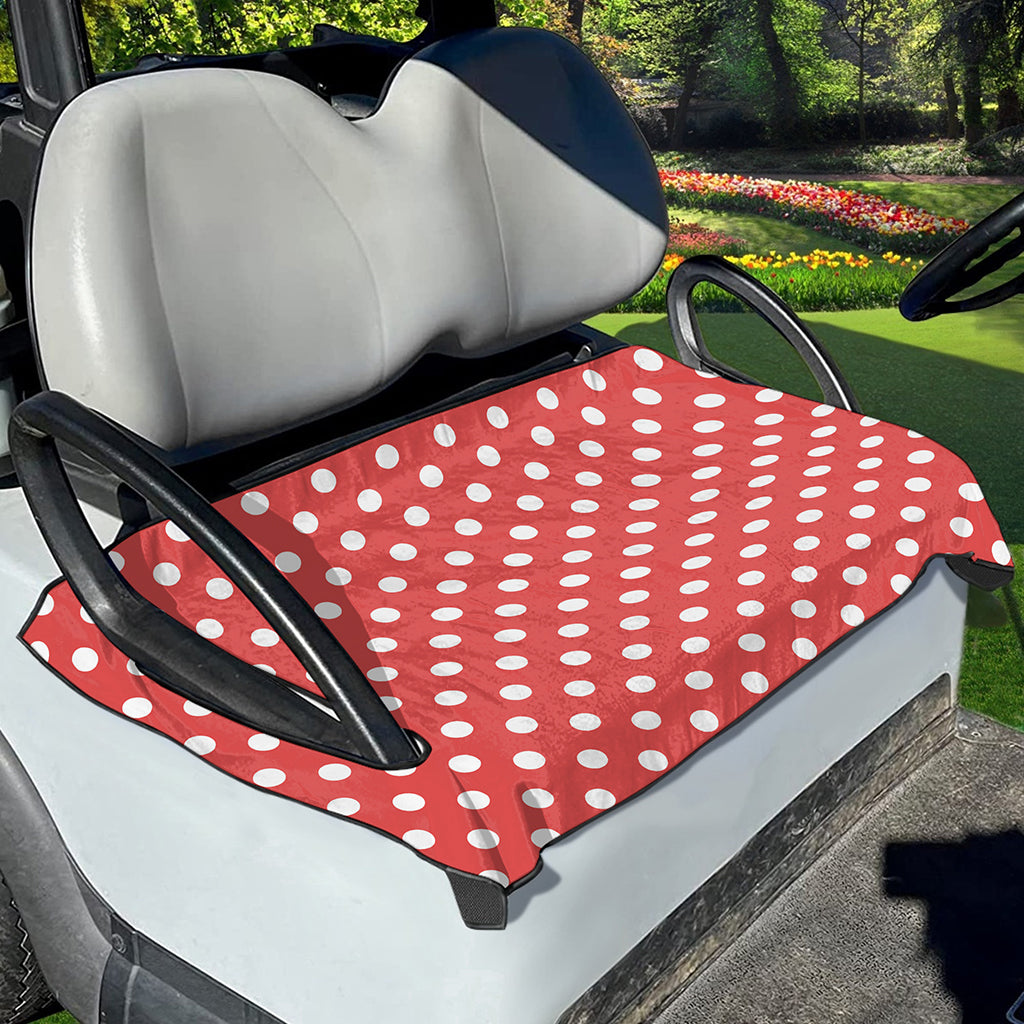 Pastel Red And White Polka Dot Print Golf Cart Seat Cover