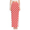 Pastel Red And White Polka Dot Print High Slit Maxi Skirt