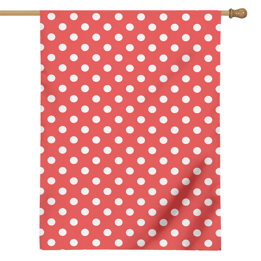 Pastel Red And White Polka Dot Print House Flag