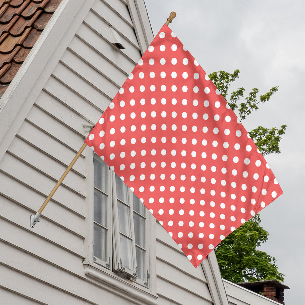 Pastel Red And White Polka Dot Print House Flag