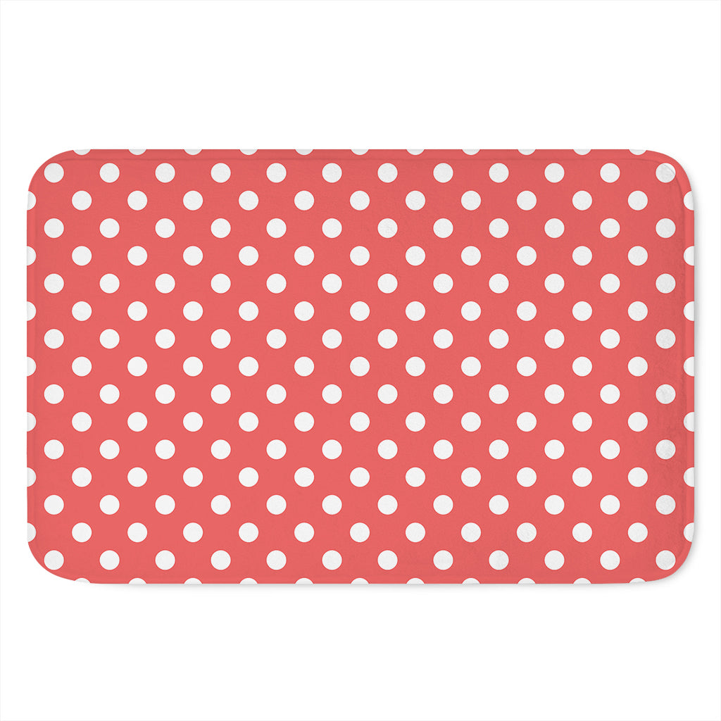 Pastel Red And White Polka Dot Print Indoor Door Mat