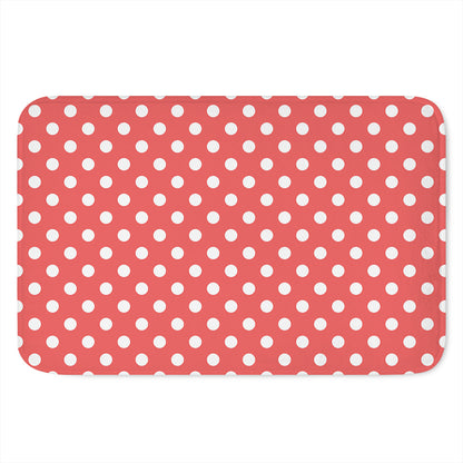 Pastel Red And White Polka Dot Print Indoor Door Mat