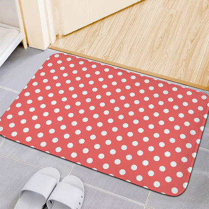 Pastel Red And White Polka Dot Print Indoor Door Mat