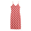 Pastel Red And White Polka Dot Print Jersey Midi Cami Dress