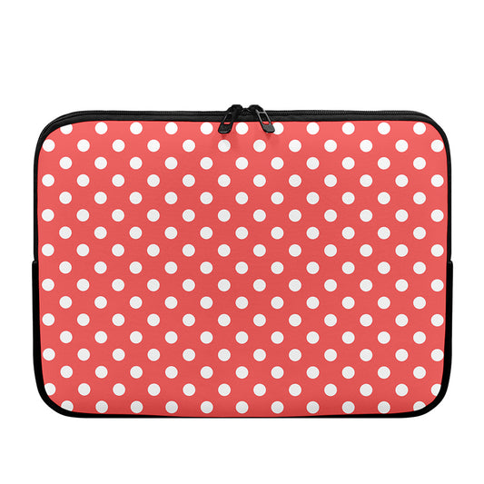 Pastel Red And White Polka Dot Print Laptop Sleeve