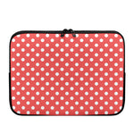 Pastel Red And White Polka Dot Print Laptop Sleeve