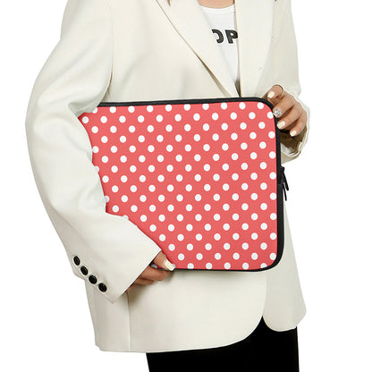 Pastel Red And White Polka Dot Print Laptop Sleeve