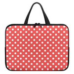 Pastel Red And White Polka Dot Print Laptop Sleeve With Handle