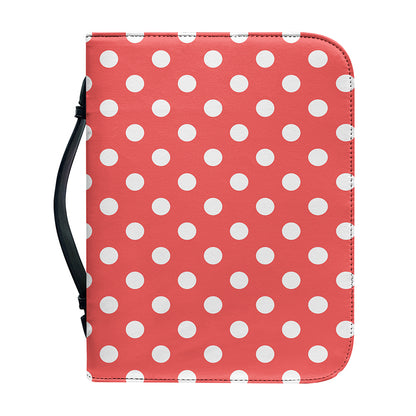 Pastel Red And White Polka Dot Print Leather Bible Cover