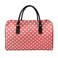 Pastel Red And White Polka Dot Print Leather Duffel Bag
