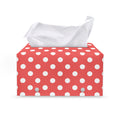 Pastel Red And White Polka Dot Print Leather Tissue Box Cover