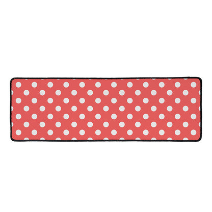 Pastel Red And White Polka Dot Print Long Kitchen Mat