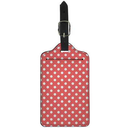 Pastel Red And White Polka Dot Print Luggage Tag