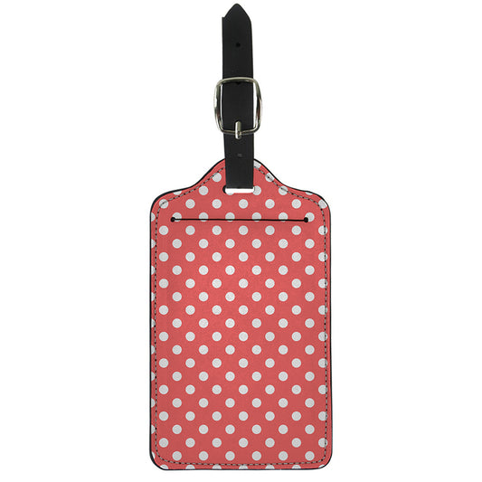 Pastel Red And White Polka Dot Print Luggage Tag