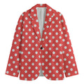 Pastel Red And White Polka Dot Print Men's Blazer