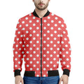 Pastel Red And White Polka Dot Print Men's Bomber Jacket