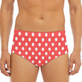 Pastel Red And White Polka Dot Print Men's Triangle Swim Briefs