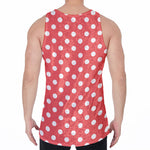 Pastel Red And White Polka Dot Print Men's Velvet Tank Top