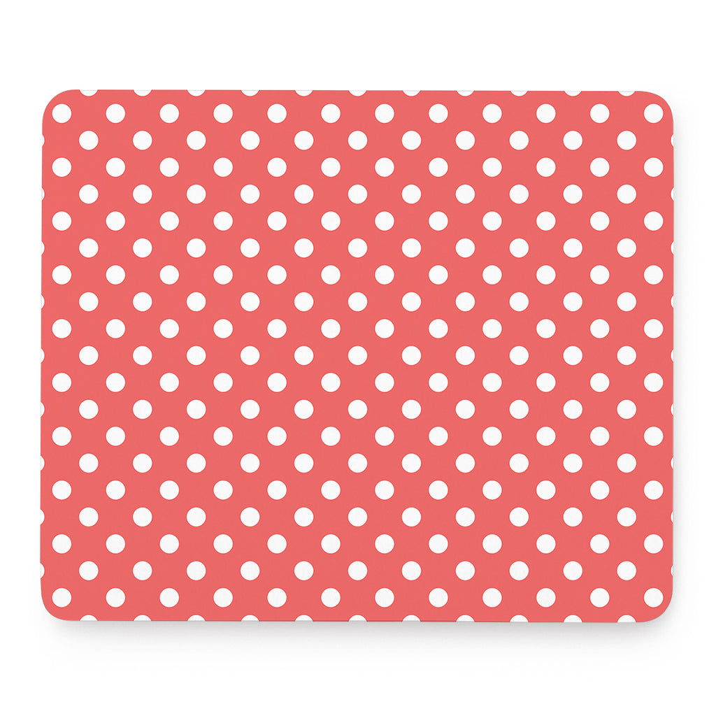 Pastel Red And White Polka Dot Print Mouse Pad