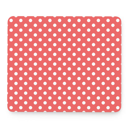 Pastel Red And White Polka Dot Print Mouse Pad