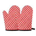 Pastel Red And White Polka Dot Print Oven Mitts
