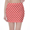 Pastel Red And White Polka Dot Print Pencil Mini Skirt