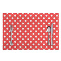 Pastel Red And White Polka Dot Print Placemat