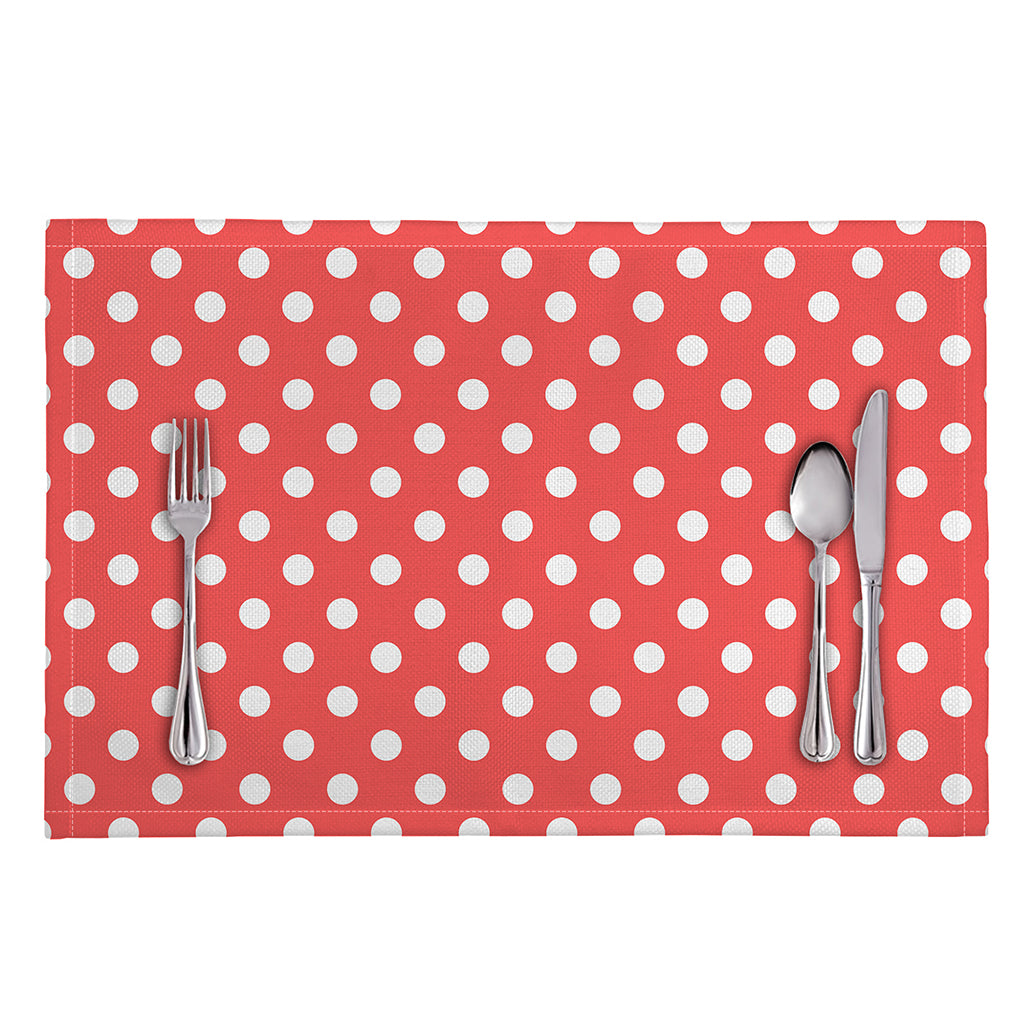 Pastel Red And White Polka Dot Print Placemat