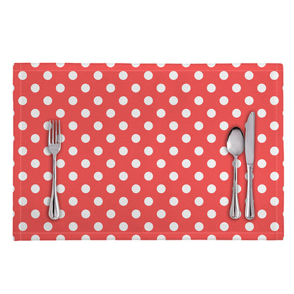 Pastel Red And White Polka Dot Print Placemat