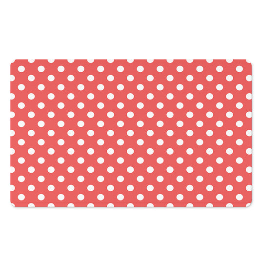 Pastel Red And White Polka Dot Print Polyester Doormat