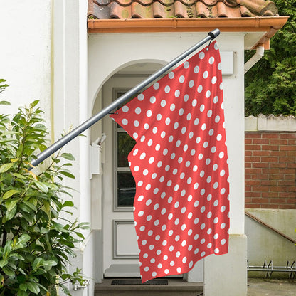 Pastel Red And White Polka Dot Print Polyester Flag