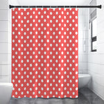 Pastel Red And White Polka Dot Print Premium Shower Curtain