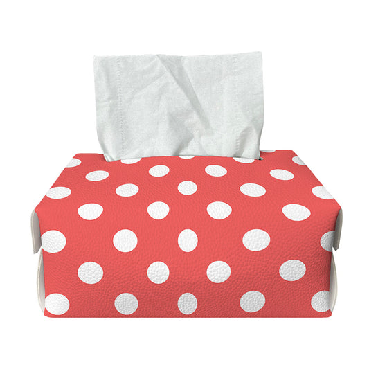 Pastel Red And White Polka Dot Print Rectangle Tissue Box Cover