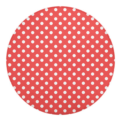 Pastel Red And White Polka Dot Print Round Blanket