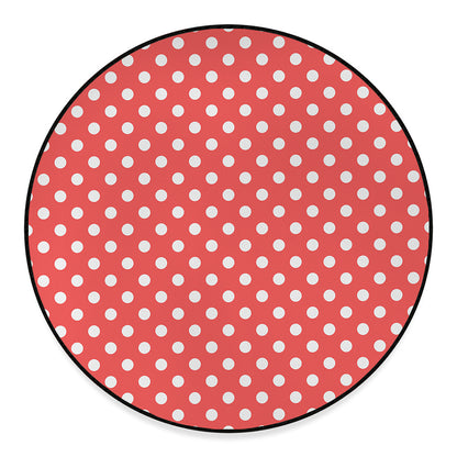 Pastel Red And White Polka Dot Print Round Floor Mat