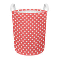 Pastel Red And White Polka Dot Print Round Laundry Basket
