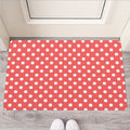 Pastel Red And White Polka Dot Print Rubber Doormat