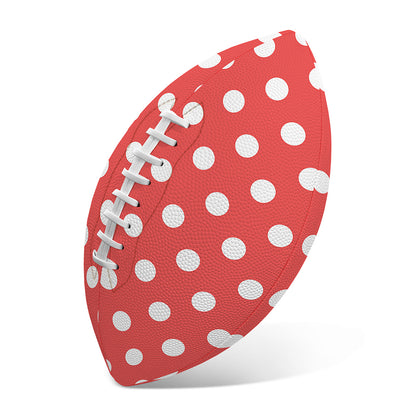 Pastel Red And White Polka Dot Print Rugby Ball