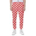 Pastel Red And White Polka Dot Print Joggers