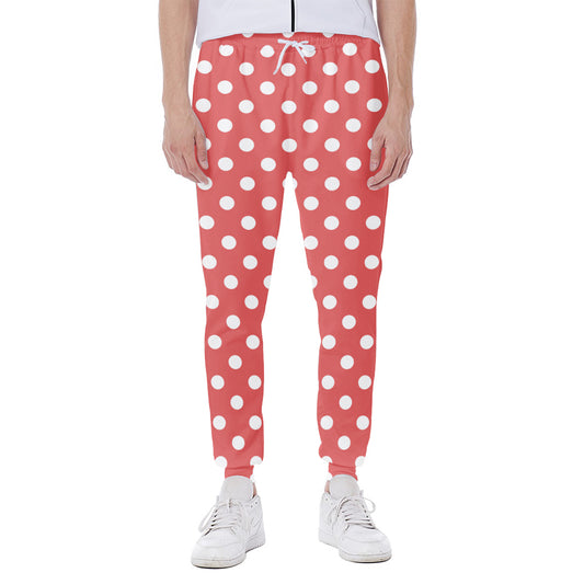Pastel Red And White Polka Dot Print Scuba Joggers