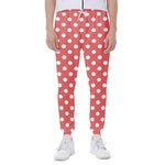 Pastel Red And White Polka Dot Print Scuba Joggers