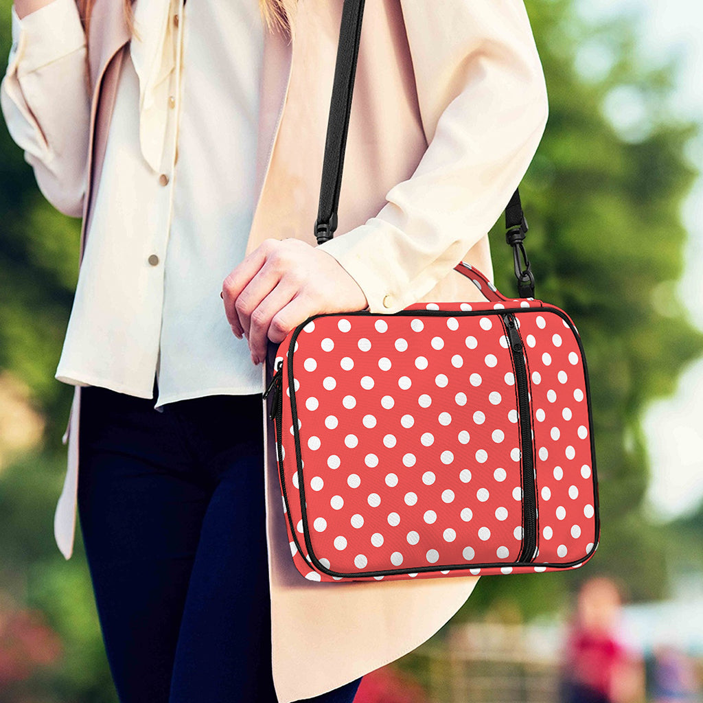 Pastel Red And White Polka Dot Print Shoulder Strap Bible Bag